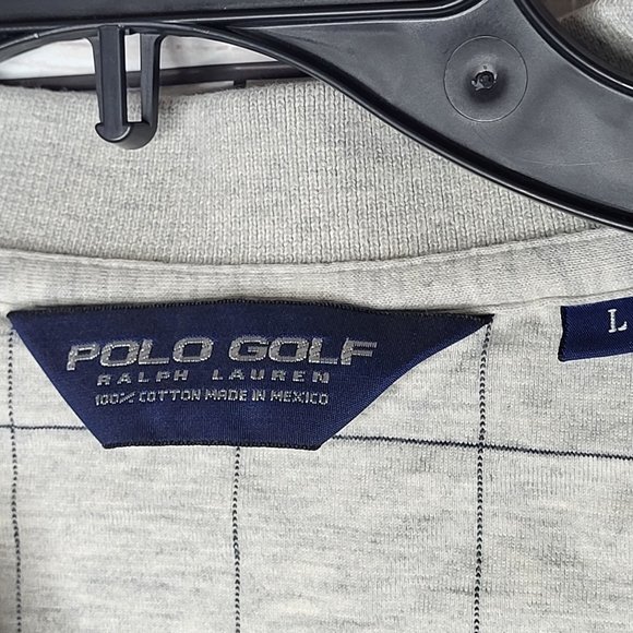 Polo Golf Ralph Lauren Short Sleeve Polo Shirt - Grid Pattern - Grey - Large Top - Picture 4 of 11